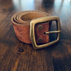 Lucky Brand Gold Belt Buckle Leather Belt